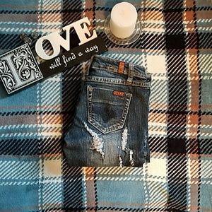 Dark blue straight leg jeans